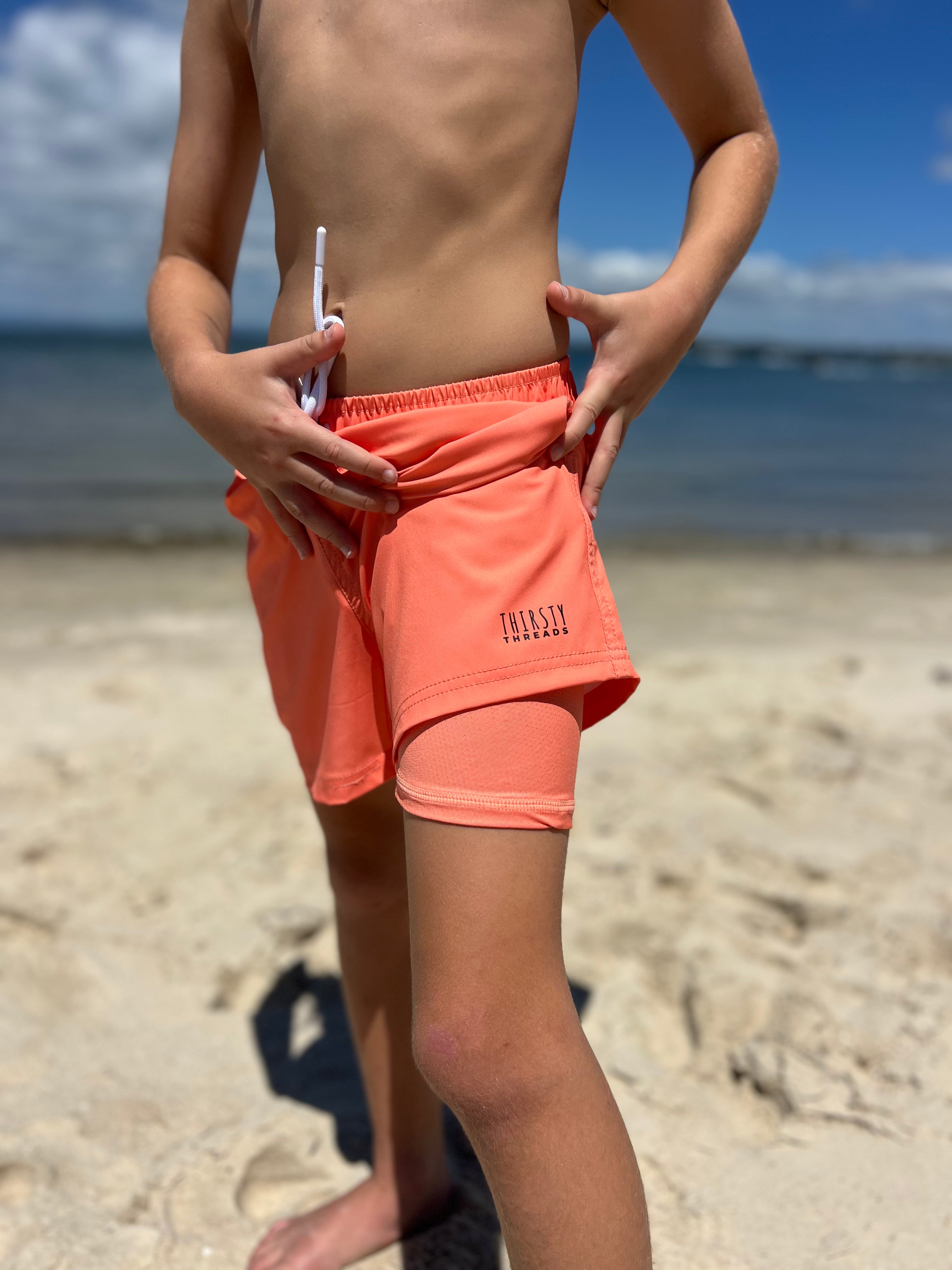 Boys Burnt Horizon anti-chafe lined boardshorts - Thirsty Threads 