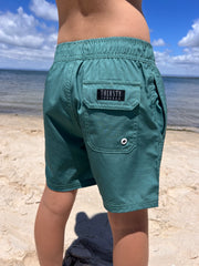 Boys Dark Green anti-chafe lined boardshorts - Thirsty Threads 