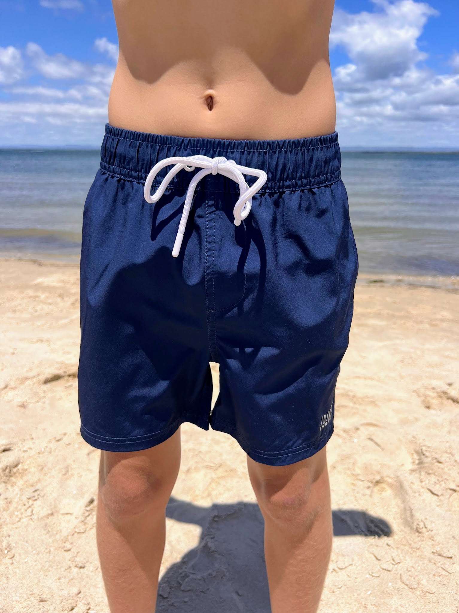 Boys Navy anti-chafe lined boardshorts - Thirsty Threads 