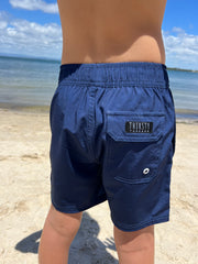 Boys Navy anti-chafe lined boardshorts - Thirsty Threads 