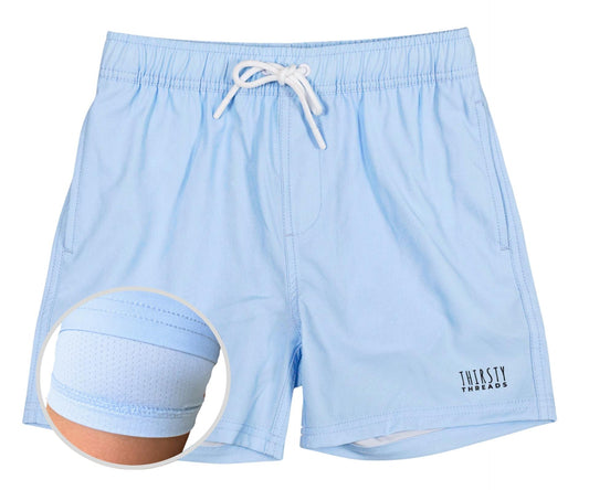 Boys Light Blue anti-chafe lined boardshorts - Thirsty Threads  1920
