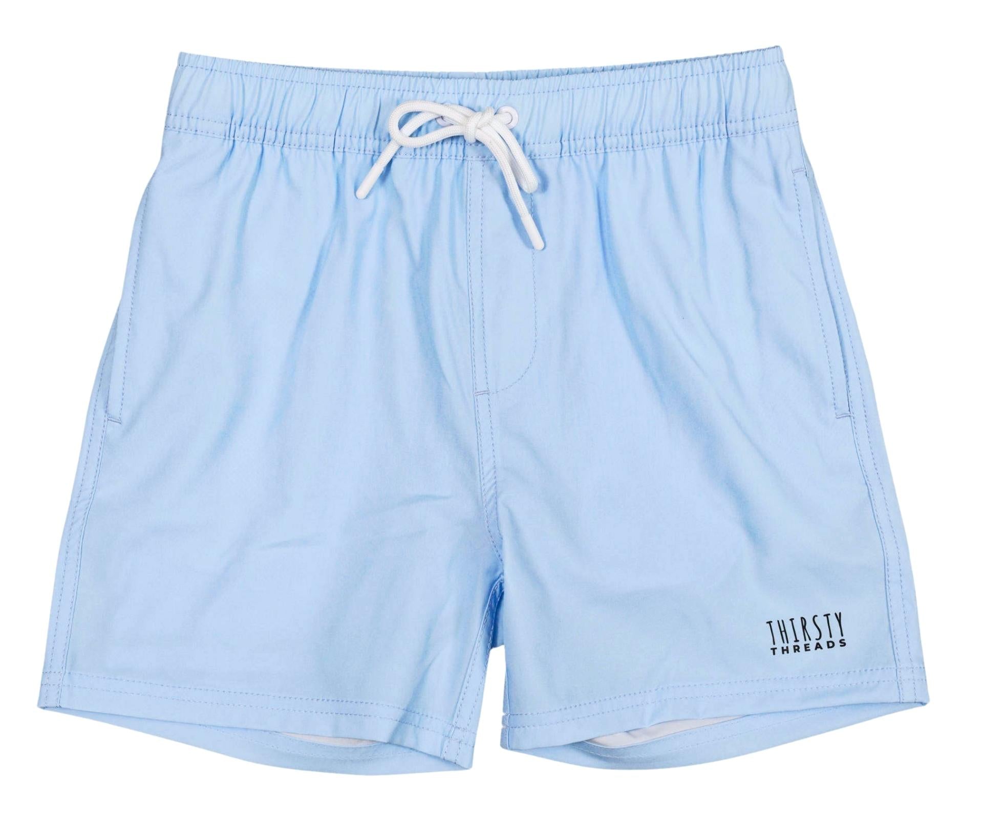 Boys Light Blue anti-chafe lined boardshorts - Thirsty Threads 