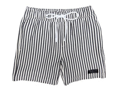 Front view of boys Midnight Stripe hybrid lined boardshorts with quick dry 4-way stretch fabric