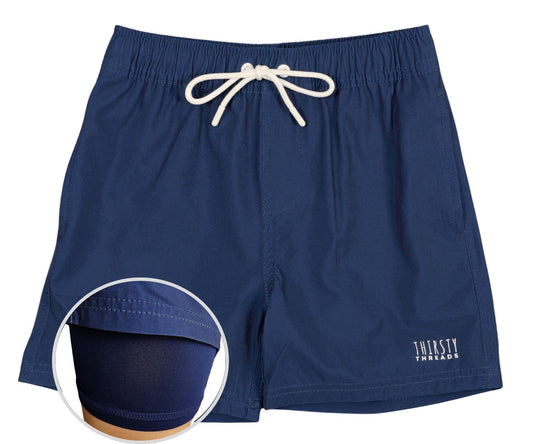 Boys Navy anti-chafe lined boardshorts - Thirsty Threads  1920