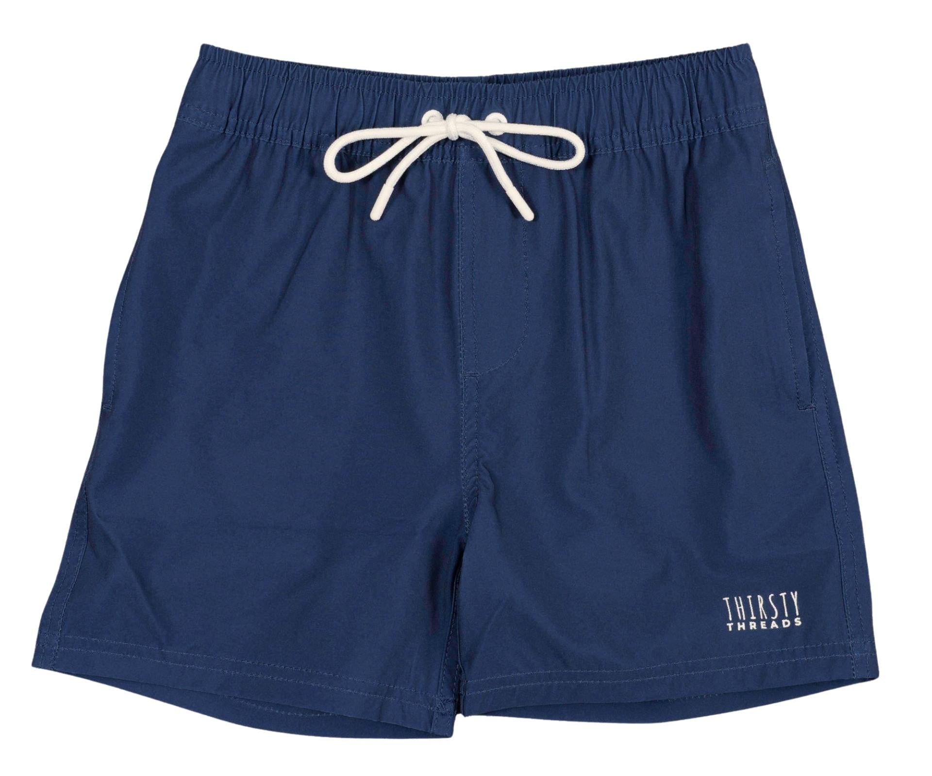 Boys Navy anti-chafe lined boardshorts - Thirsty Threads 
