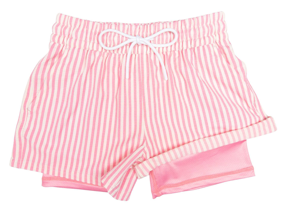 Girls' Hybrid Boardshorts - Pink Stripe