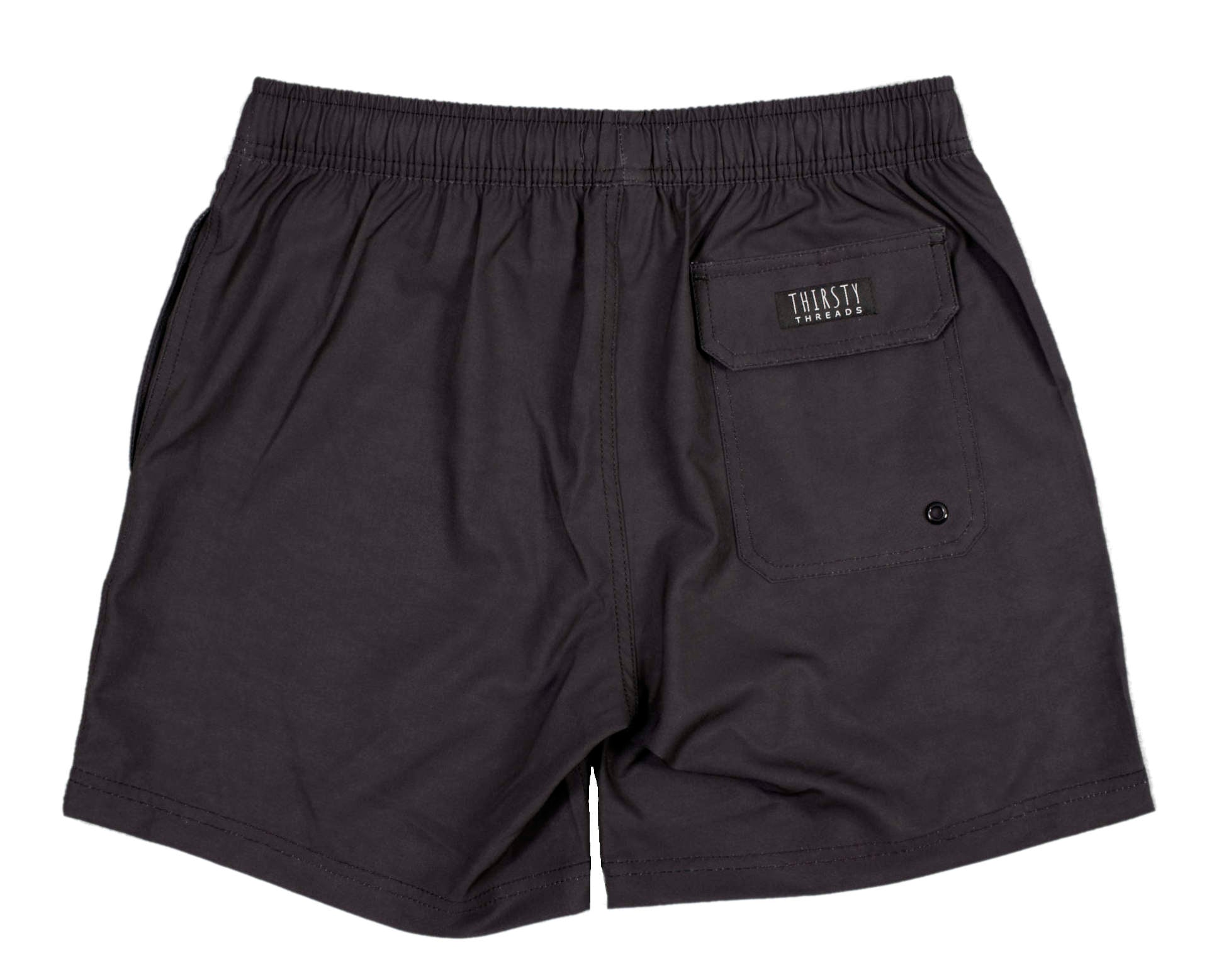 Mens Charcoal anti-chafe lined boardshorts - Thirsty Threads 