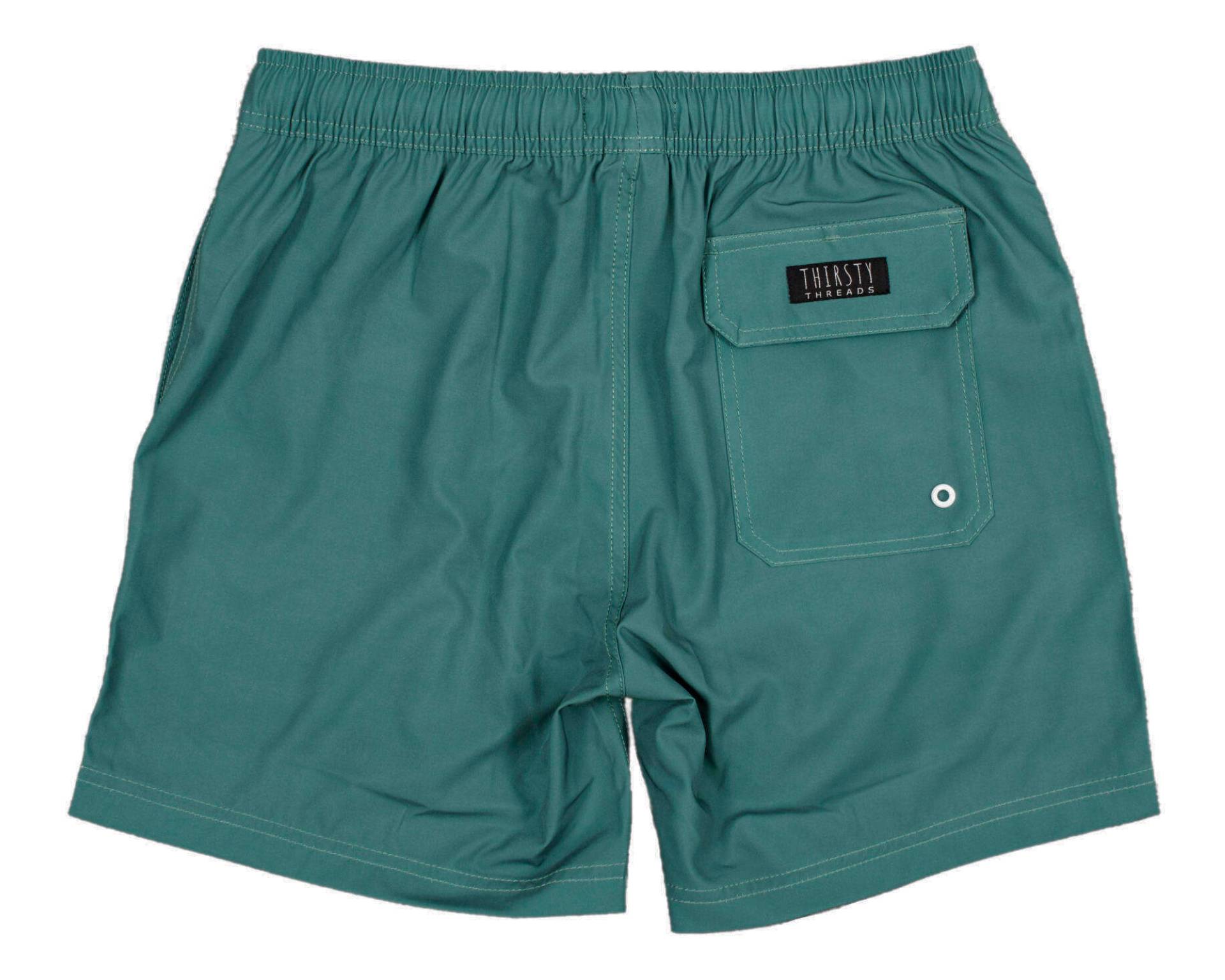 Mens Dark Green anti-chafe lined boardshorts - Thirsty Threads 