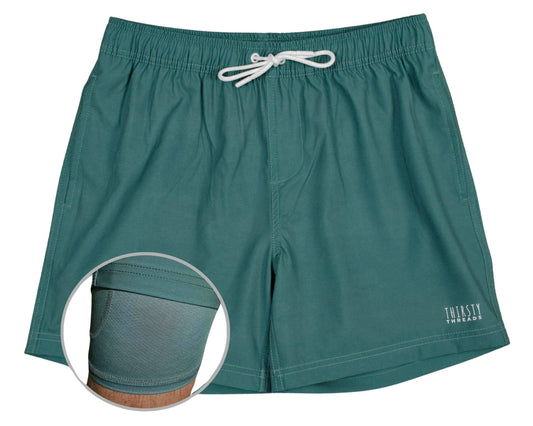Mens Dark Green anti-chafe lined boardshorts - Thirsty Threads  1920