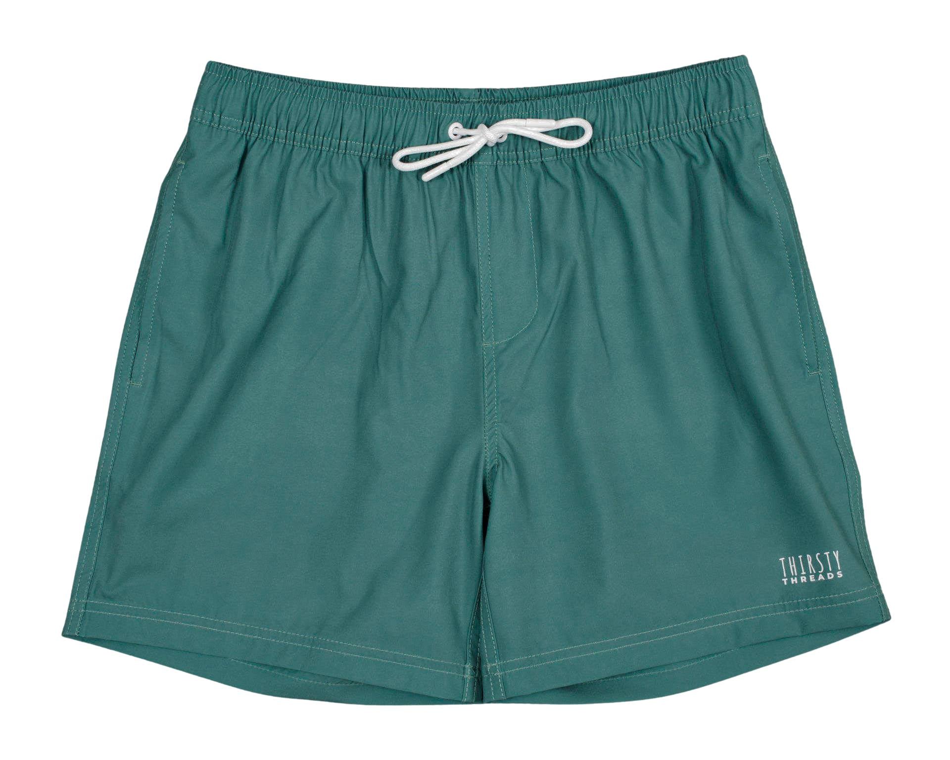 Mens Dark Green anti-chafe lined boardshorts - Thirsty Threads 