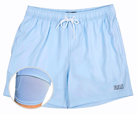 Mens Light Blue anti-chafe lined boardshorts - Thirsty Threads  1920