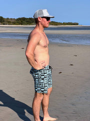 Men's Hybrid Boardshorts - Mint Geo