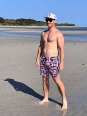 Men's Hybrid Boardshorts - Pink Geo