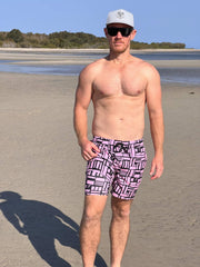 Men's Hybrid Boardshorts - Pink Geo