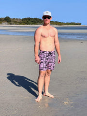 Men's Hybrid Boardshorts - Pink Geo